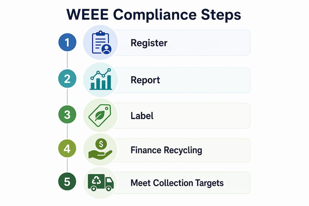 Infographic showing WEEE compliance steps