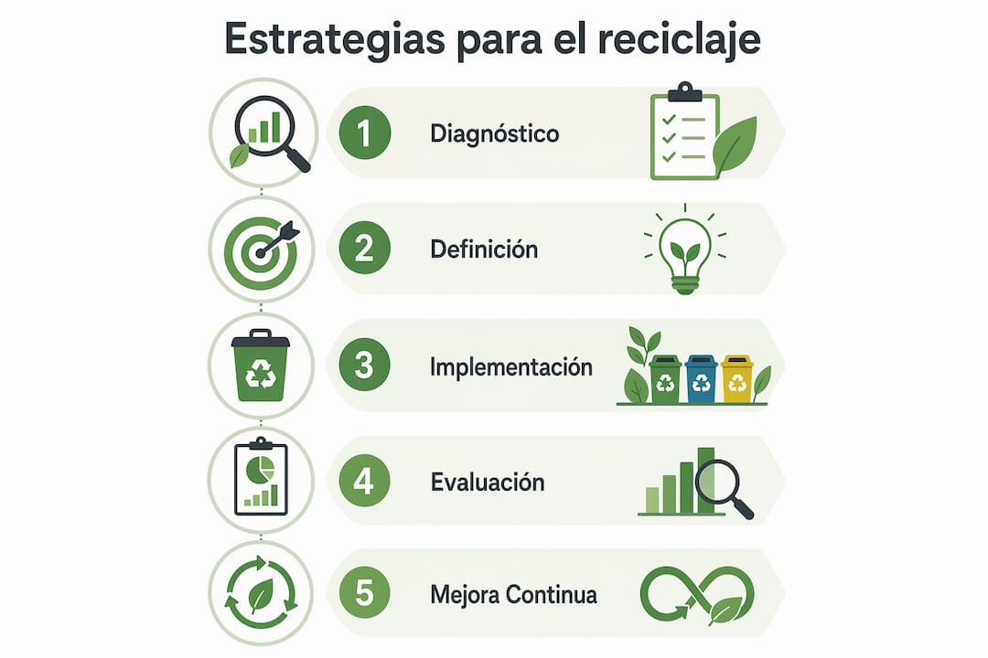 Infografía con los pasos clave para fomentar una cultura de reciclaje sostenible en tu entorno