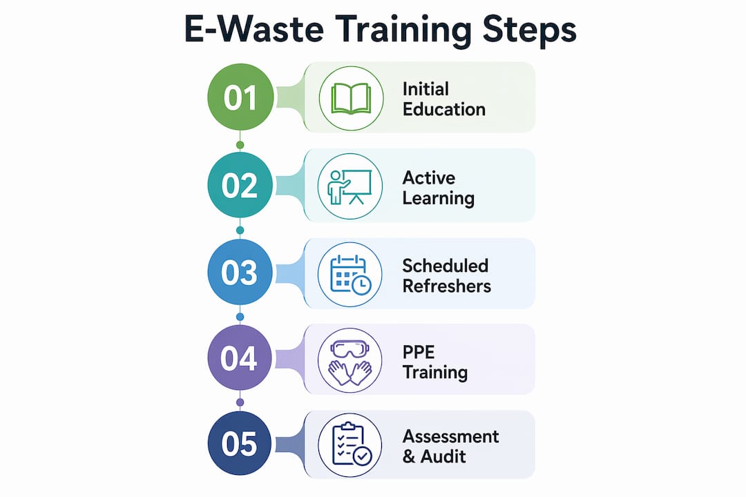 Infographic illustrating e-waste training steps