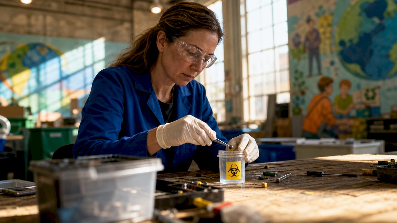 Worker isolating mercury switch for safe handling