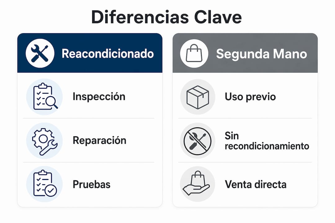 Infografía: diferencias clave entre productos reacondicionados y de segunda mano