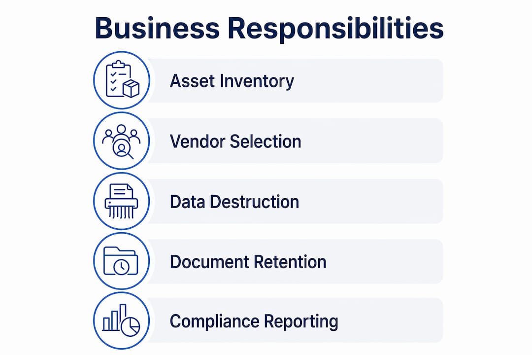 Infographic outlining business responsibilities in electronics stewardship