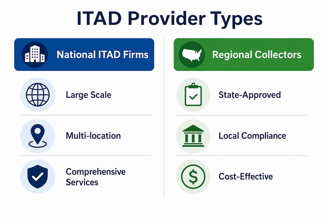 Infographic comparing national ITAD firms and regional collectors