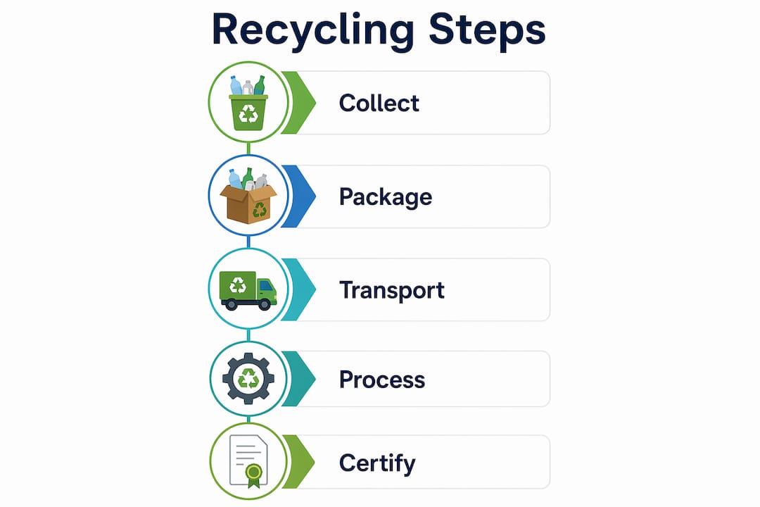 Infographic illustrating toner cartridge recycling steps