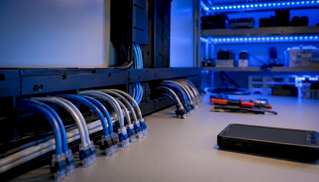 Cables eléctricos y de red perfectamente ordenados y bien distribuidos