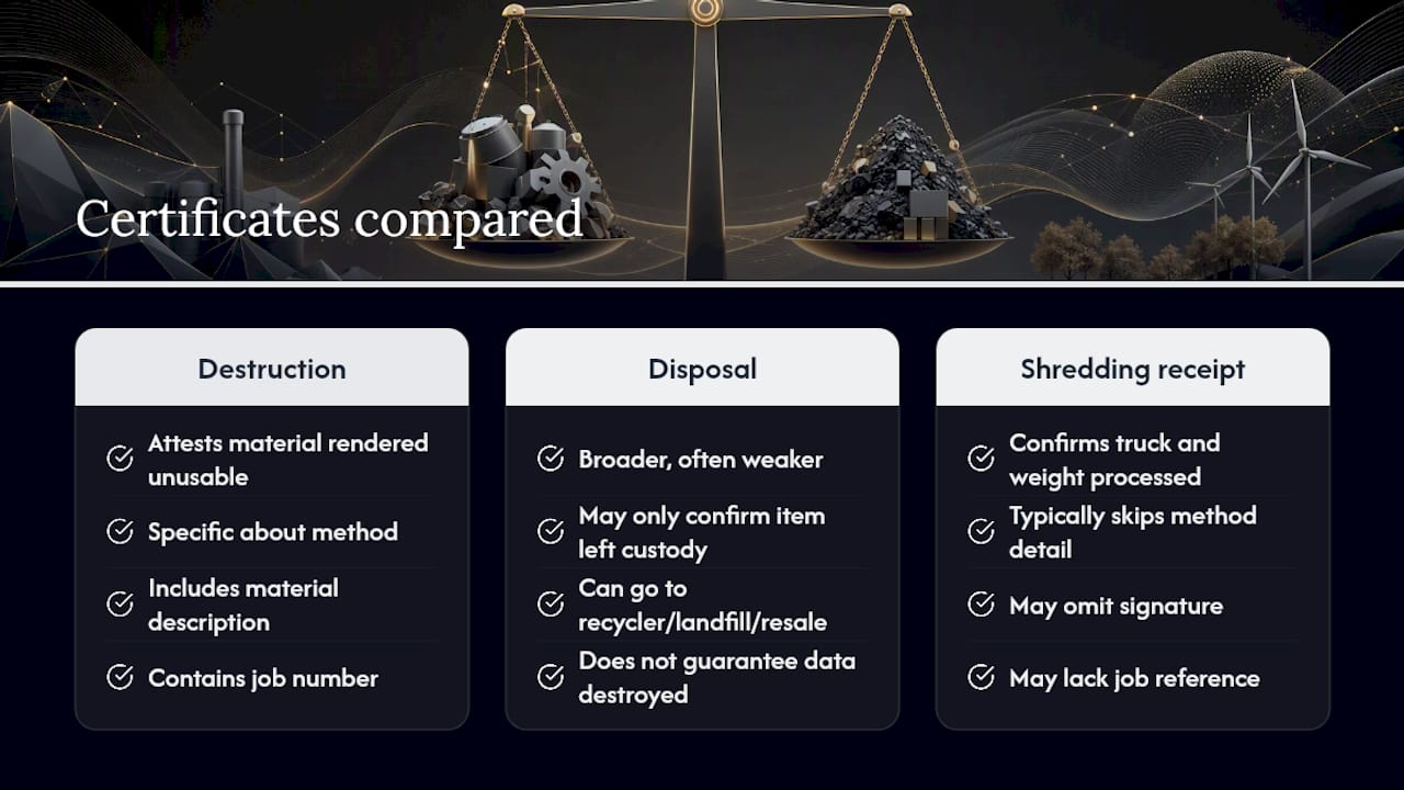 Comparison chart of document types and audit value