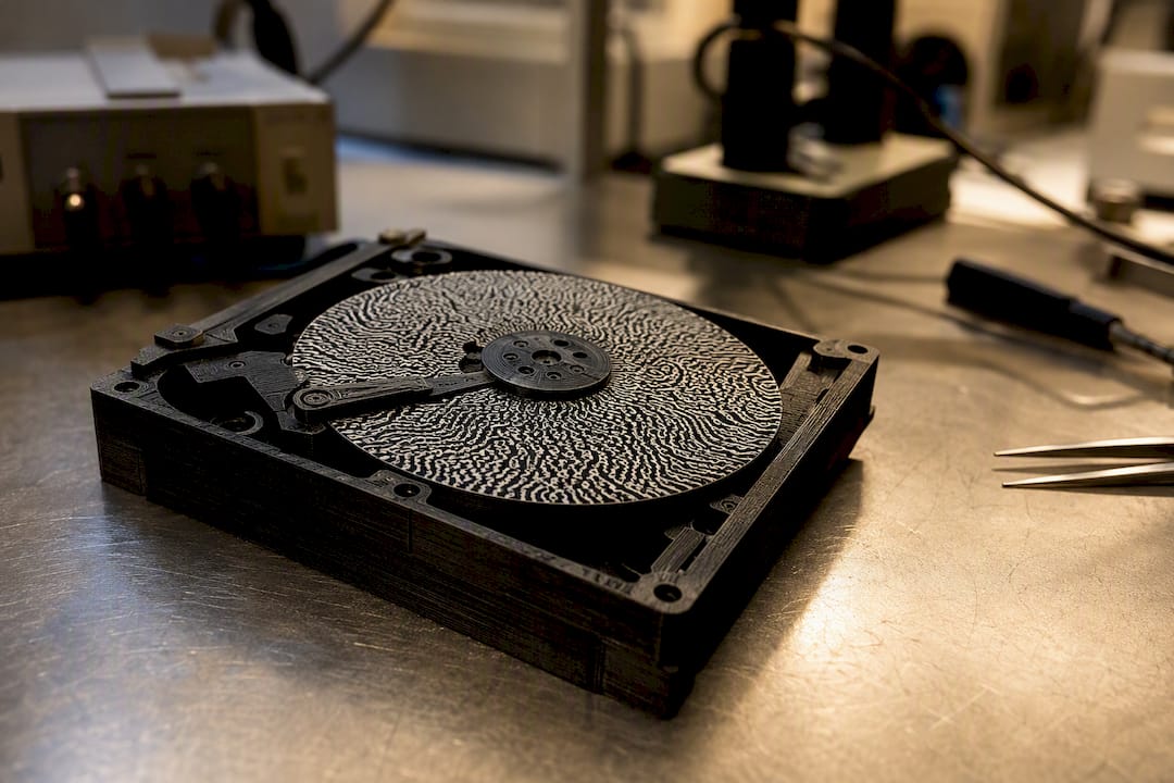 Modelo 3D impreso de los dominios magnéticos de un disco duro