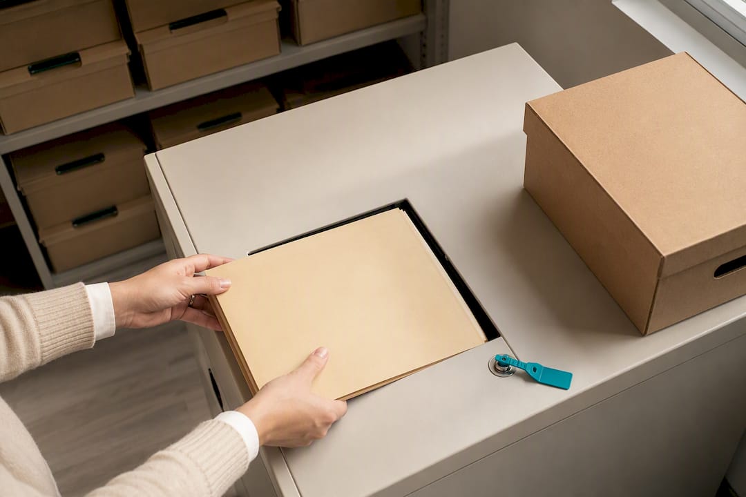 Folder placed into secure destruction collection
