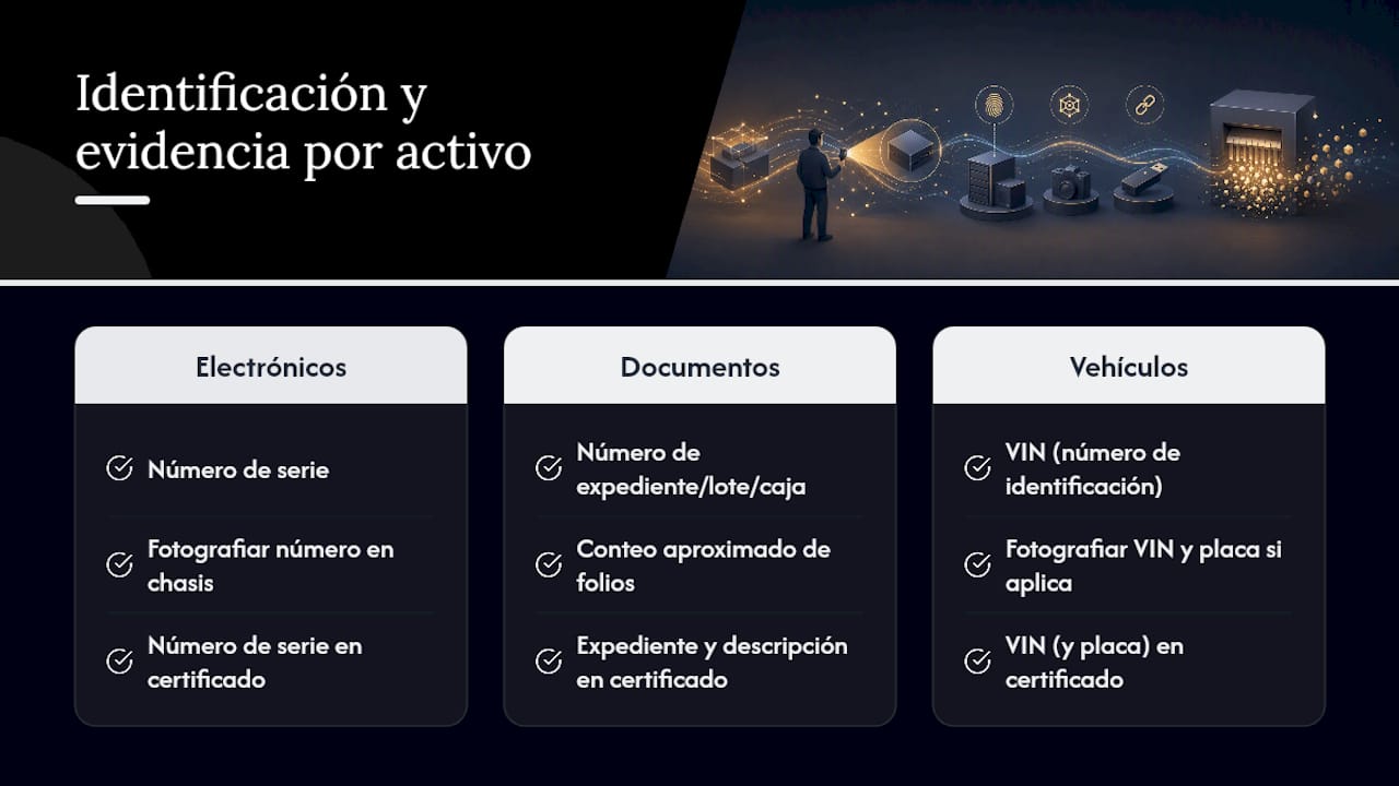 Comparación de evidencias según el tipo de activo