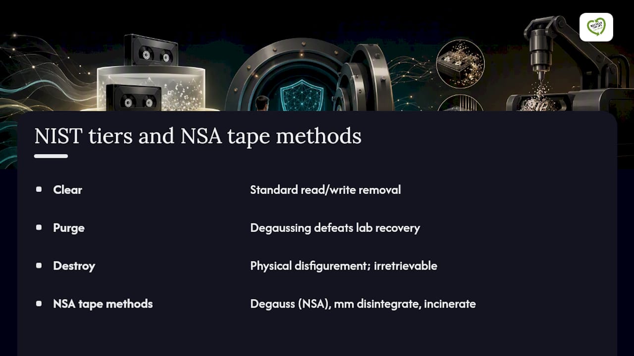 NIST and NSA tape destruction pathways