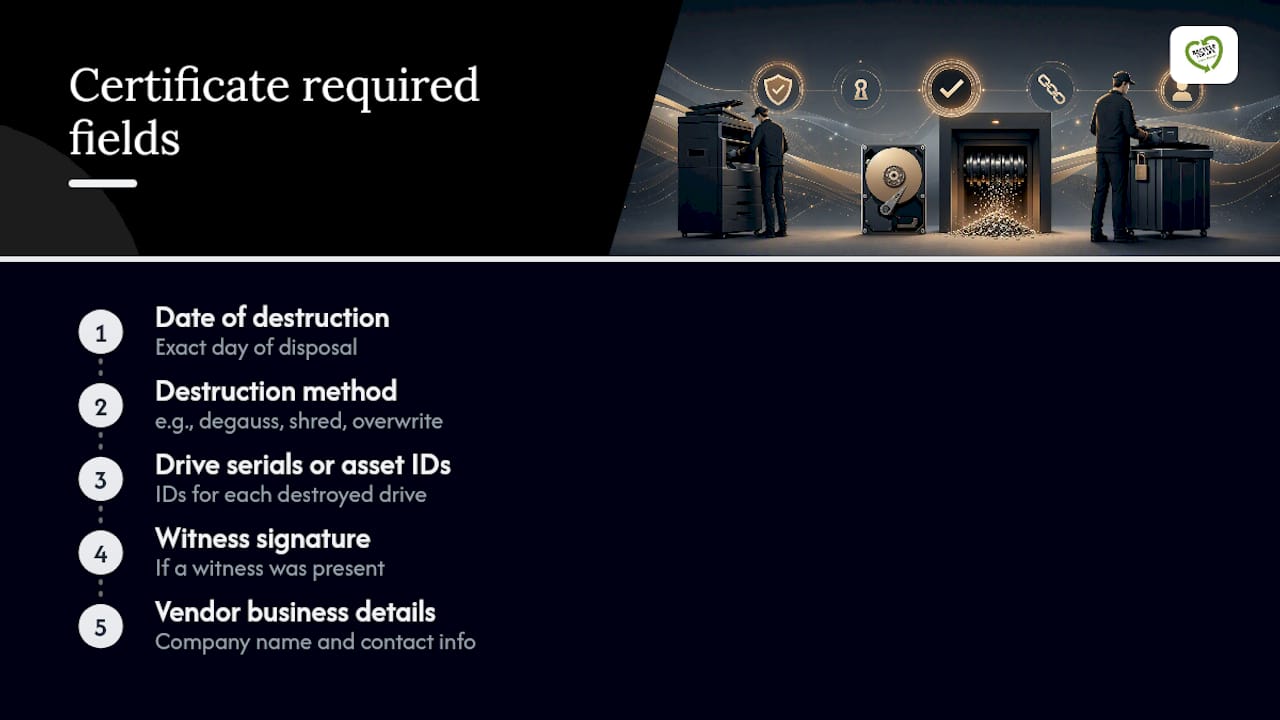 Five fields for an audit-ready destruction certificate