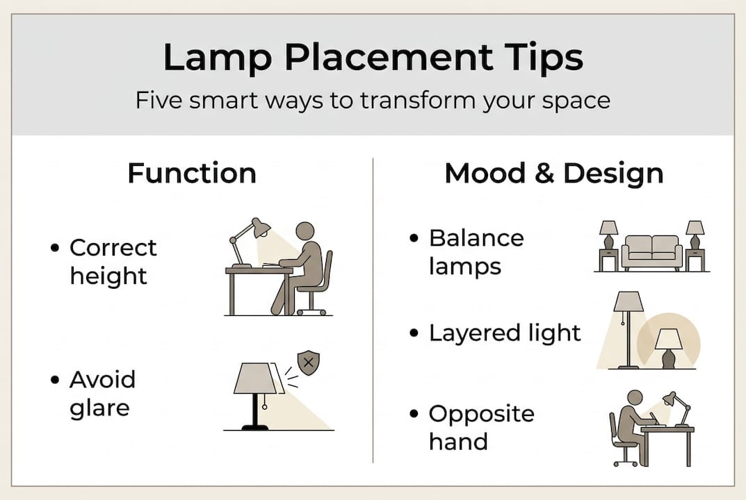 Infographic of five smart lamp placement tips