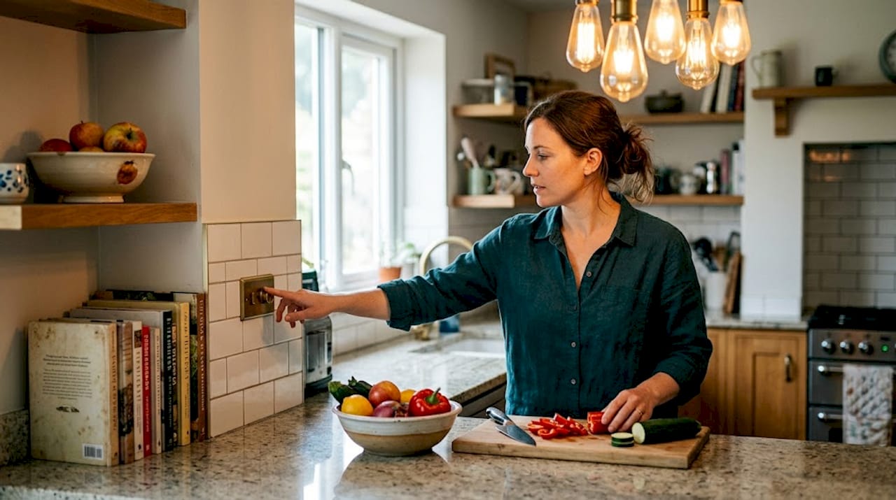 Adjusting kitchen lighting to change room mood