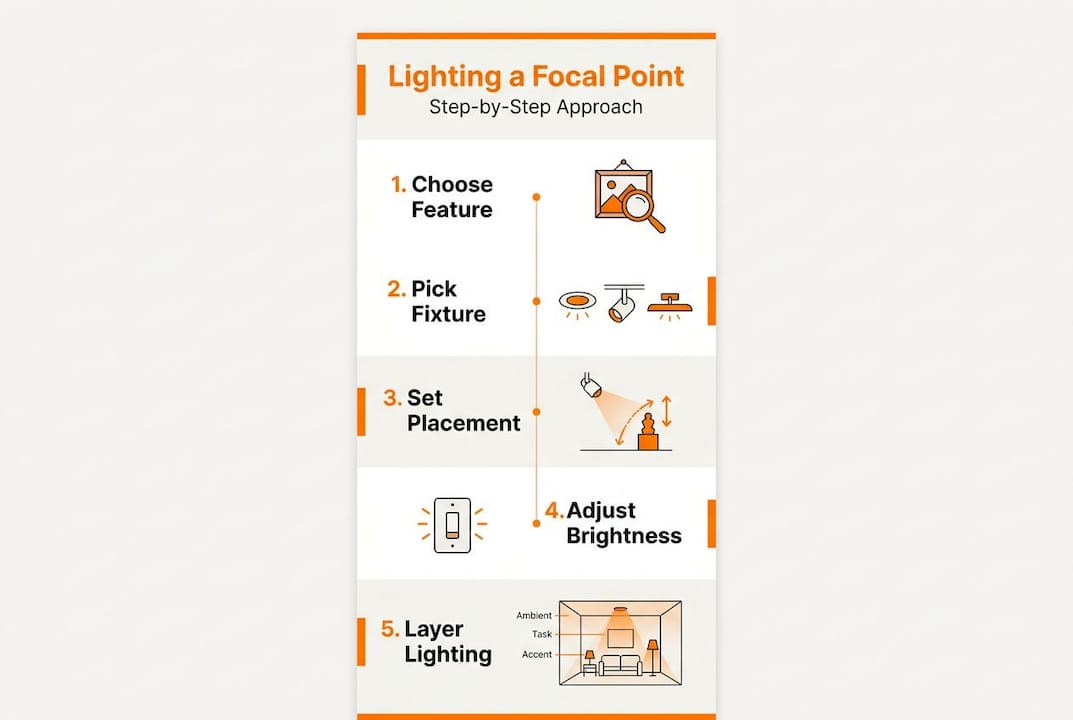 Step-by-step diagram showing lighting a focal point
