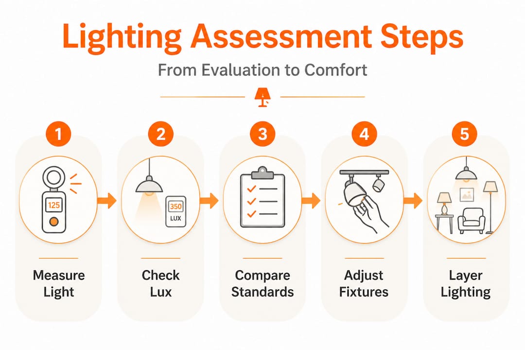 Lighting assessment step-by-step infographic
