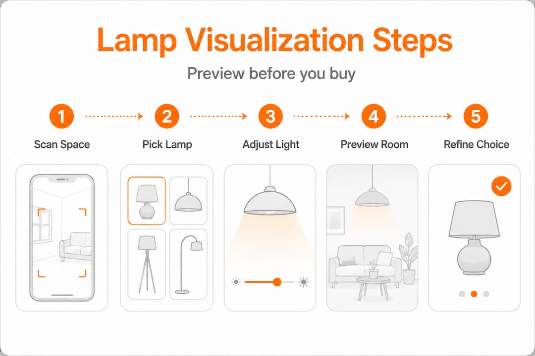 Infographic summarizing lamp visualization steps