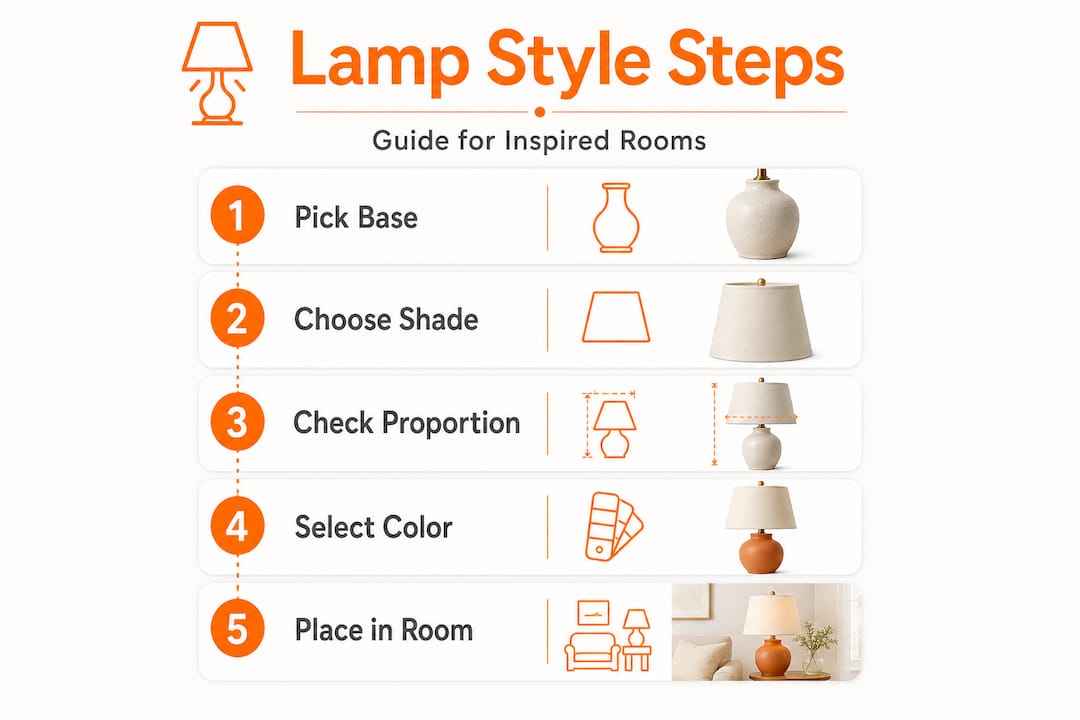 Infographic five steps lamp style matching