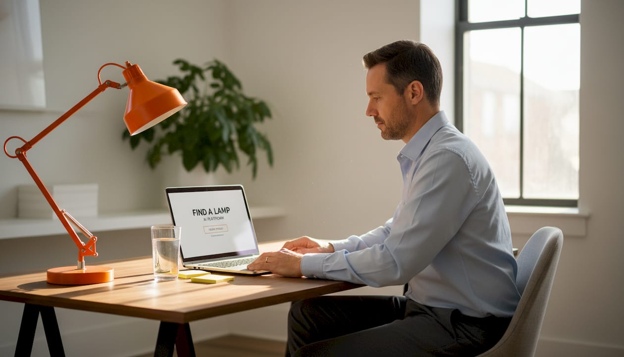 Man uses laptop to upload home photo
