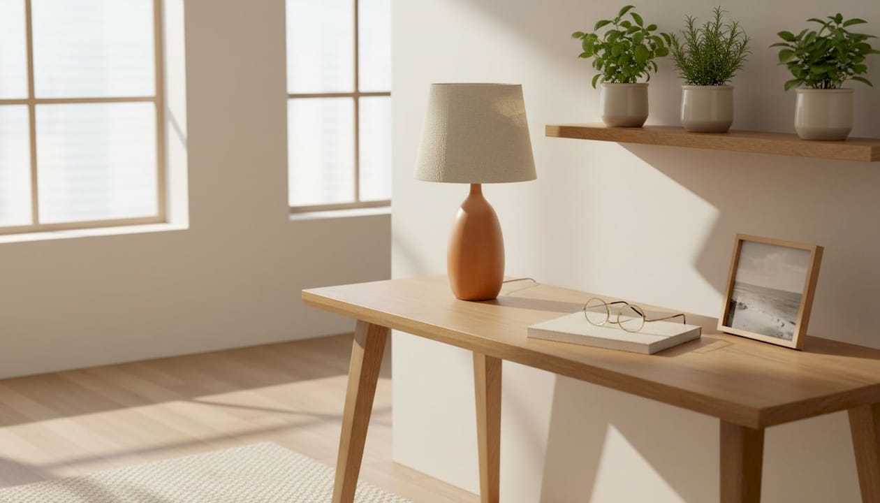 Sculptural table lamp with lived-in details