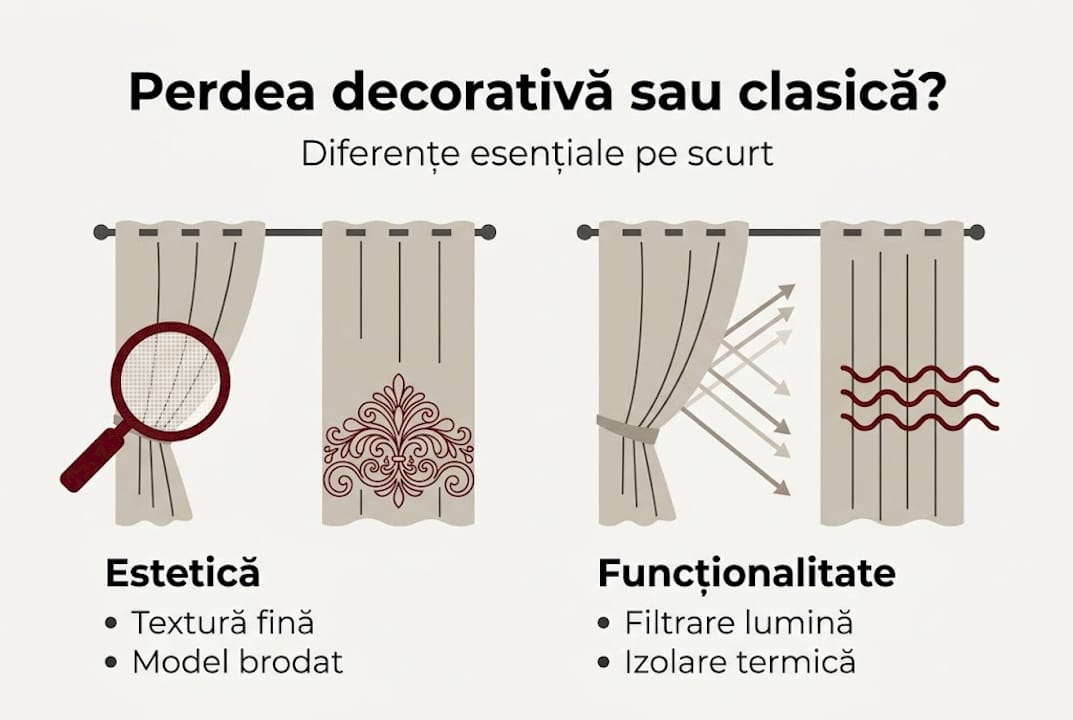 Infografic: perdele decorative versus perdele clasice – care sunt diferențele?