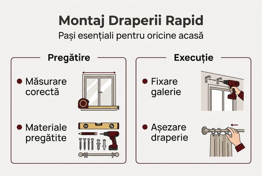 Infografic: cum să montezi draperiile rapid și fără bătăi de cap
