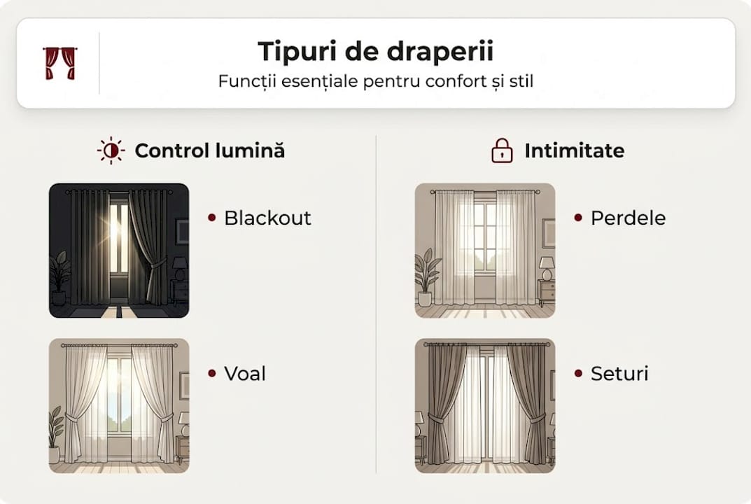 Ghid vizual: tipuri de draperii și rolul lor în amenajarea casei