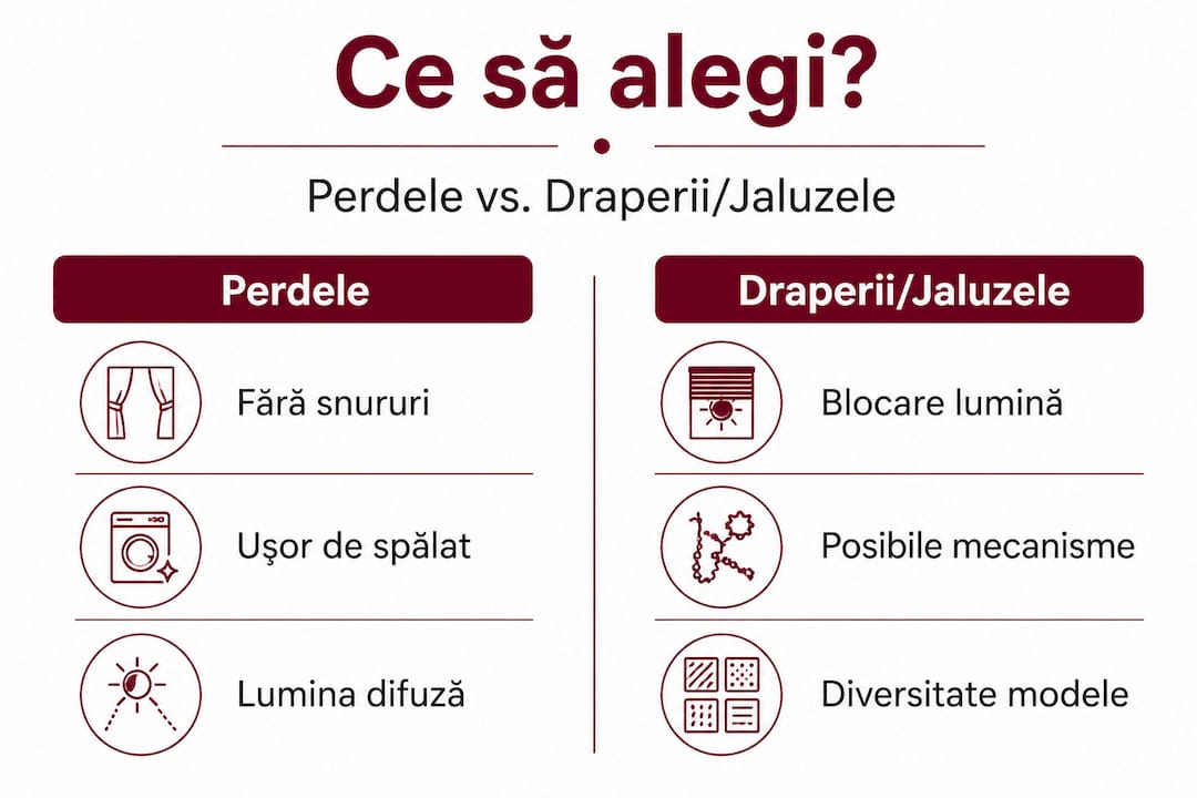 Infografic: Avantaje și dezavantaje pentru perdele, draperii sau jaluzele în camera copilului