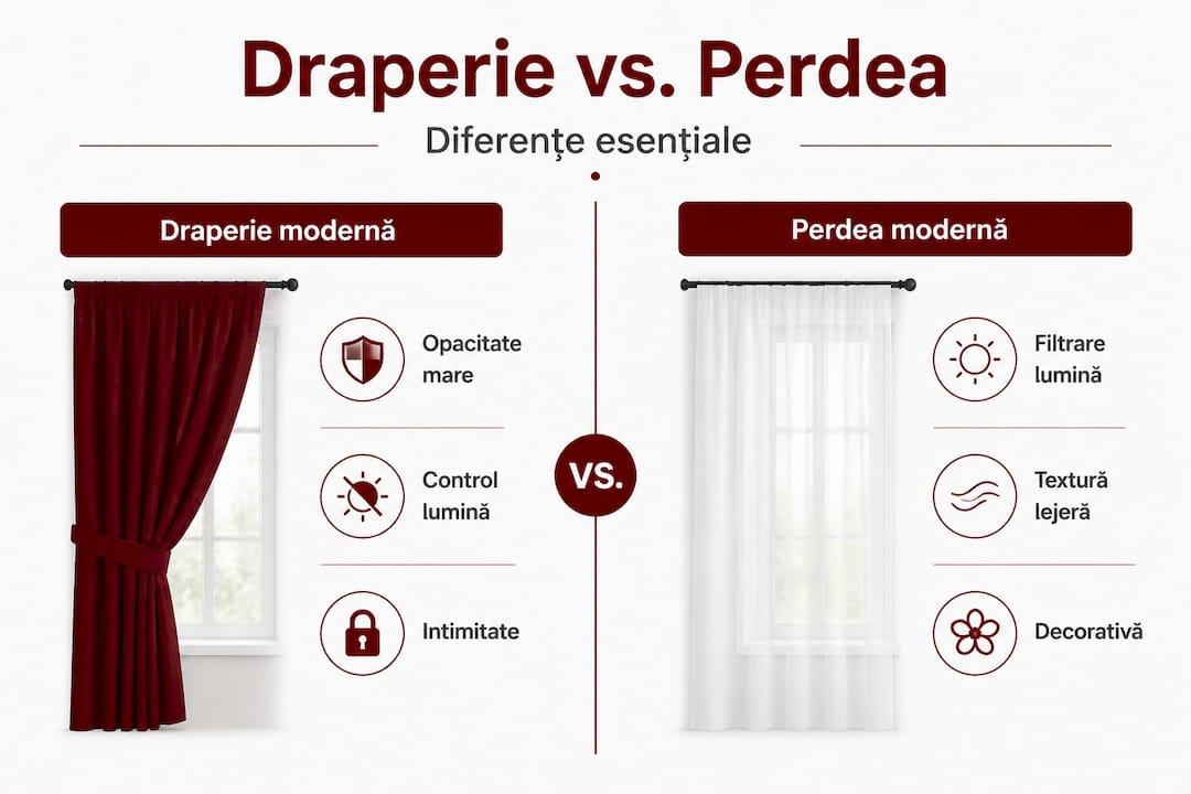 Infografic: Cum deosebești draperiile de perdelele moderne