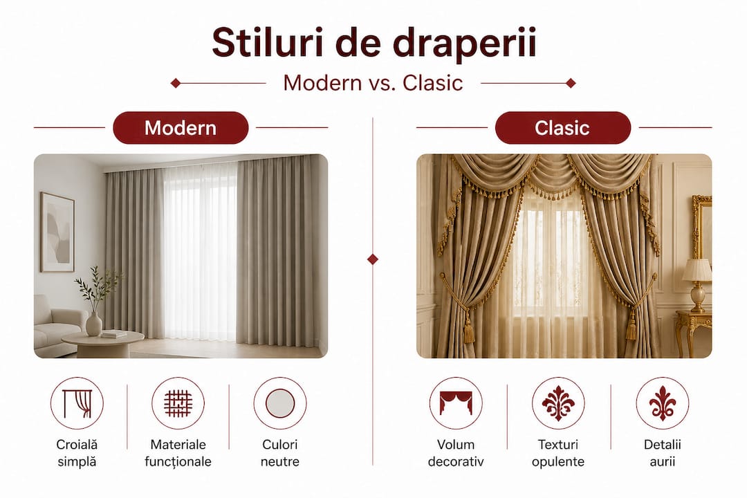 Infografic: diferențele dintre principalele tipuri de draperii