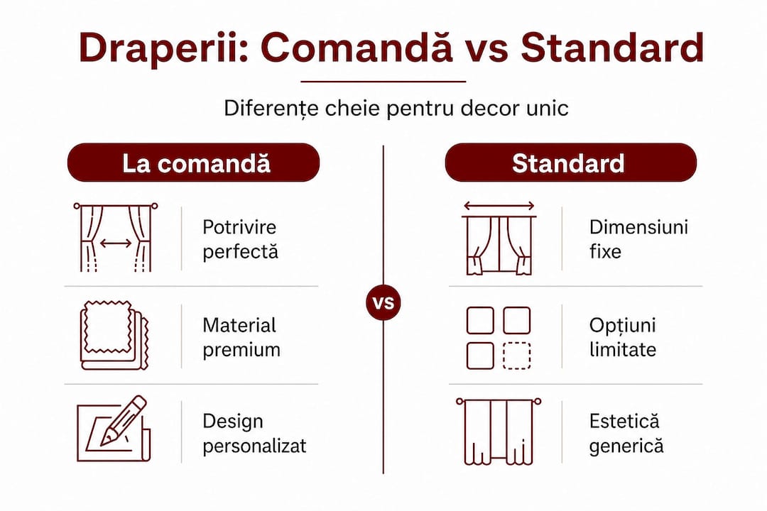 Infografic: diferențele dintre draperiile la comandă și cele gata făcute