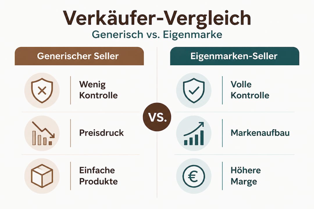 Infografik: Unterschiede zwischen Verkäufern generischer Produkte und Anbietern von Eigenmarken