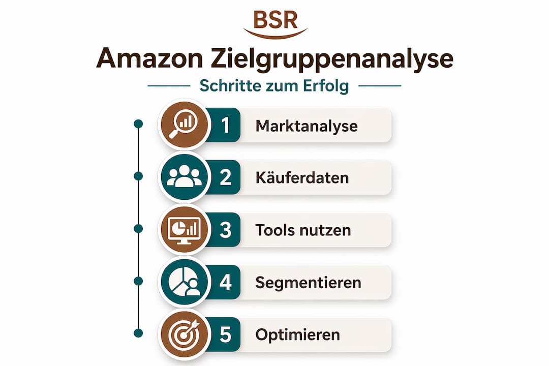 Infografik: Die wichtigsten Schritte zur Zielgruppenanalyse für Amazon