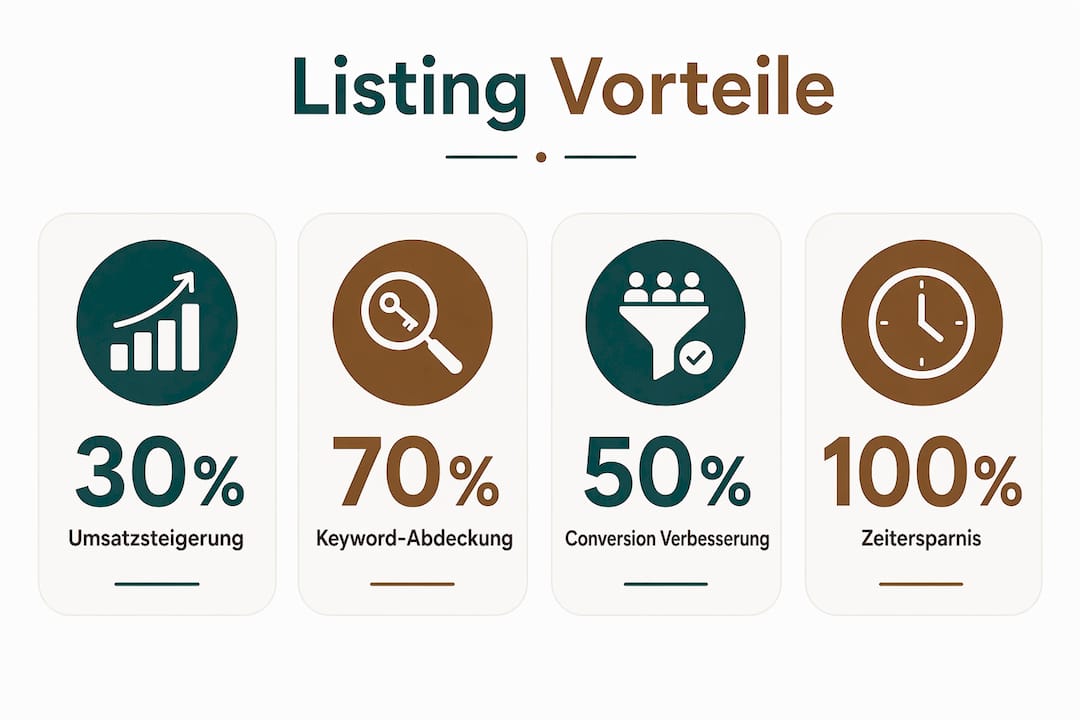 Die Infografik veranschaulicht, welche Vorteile die Zusammenarbeit mit einem professionellen Listing-Service bietet.