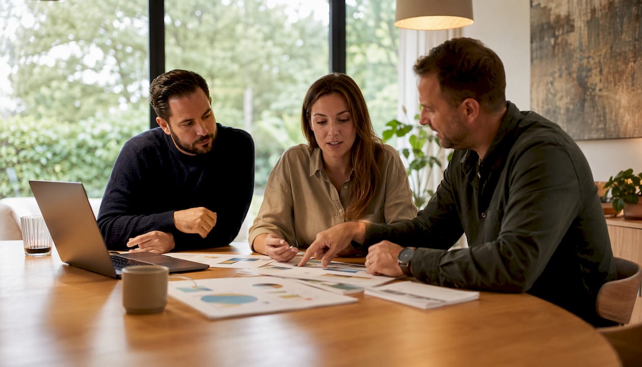 Im Meeting bespricht das Team, wie der Produktfeed weiter verbessert werden kann.