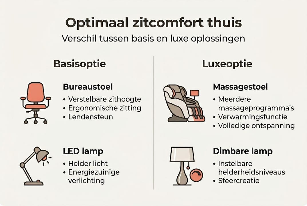 Overzicht van zitcomfort: van standaard tot luxe uitvoeringen