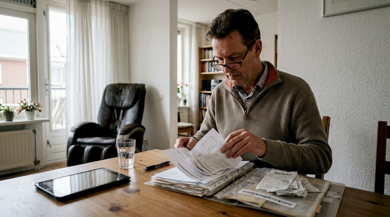 Man zoekt alle papieren bij elkaar voor het indienen van een garantieclaim.