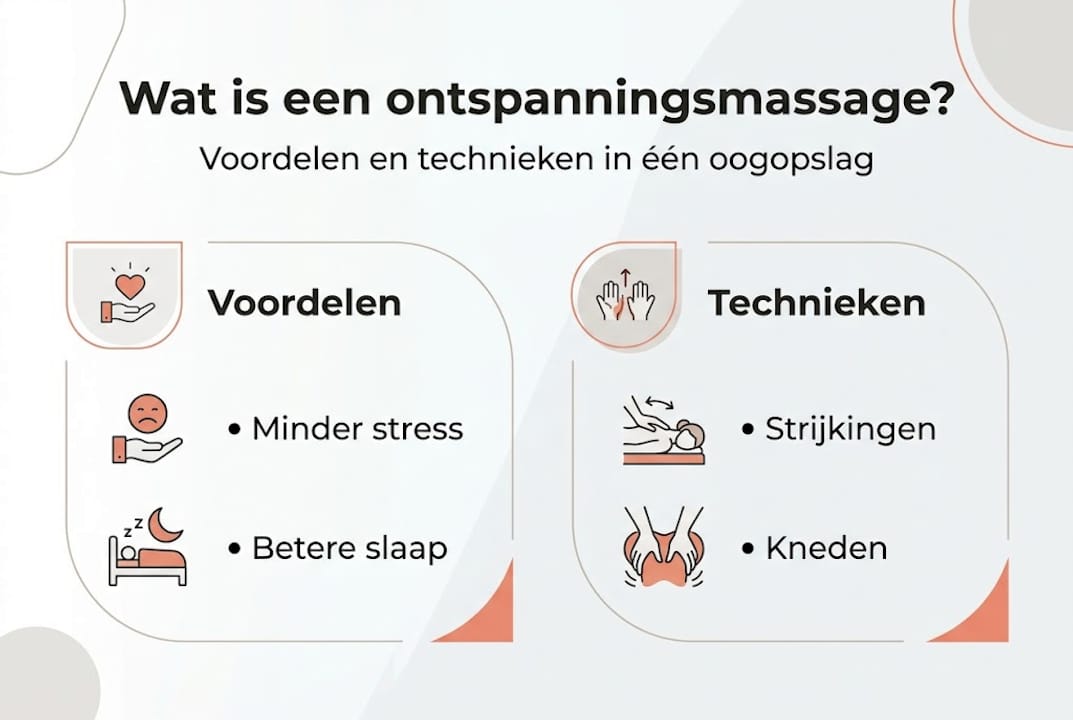 Infographic: de voordelen en populaire technieken van ontspanningsmassage op een rij