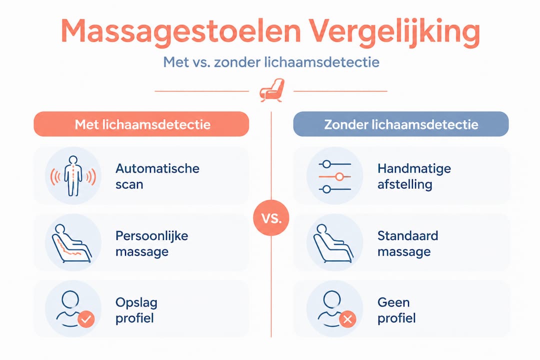 Infographic: het verschil tussen massagestoelen met en zonder lichaamsherkenning