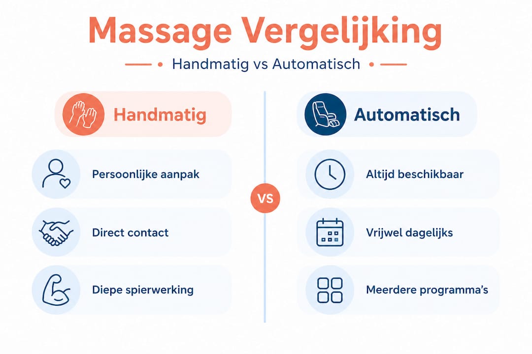 Infographic: Handmatige massage versus massageapparaat – een vergelijking