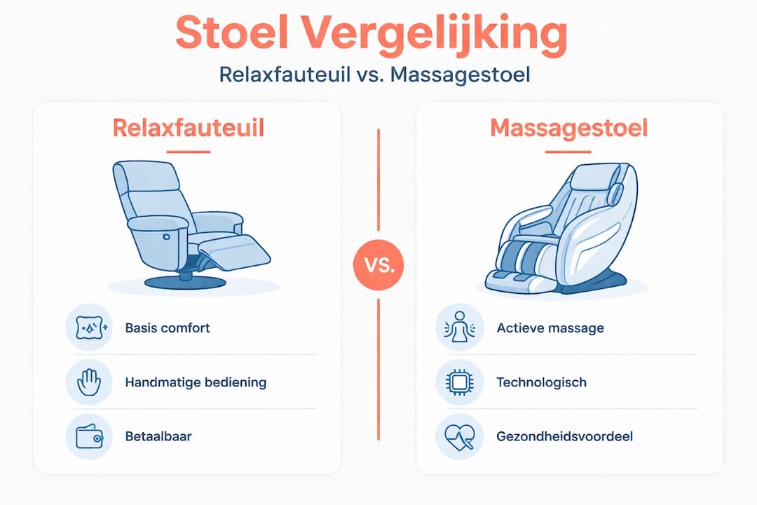 In één oogopslag: de verschillen tussen een relaxfauteuil en een massagestoel