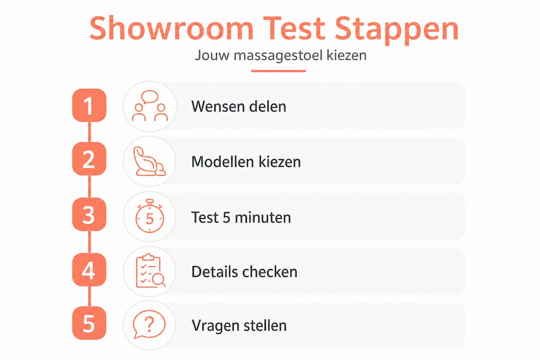 Infographic: zo test je een massagestoel in de showroom