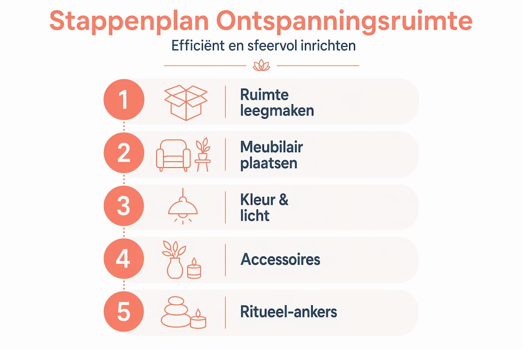In deze infographic vind je een overzichtelijke routekaart voor het inrichten en organiseren van een ontspanningsruimte.