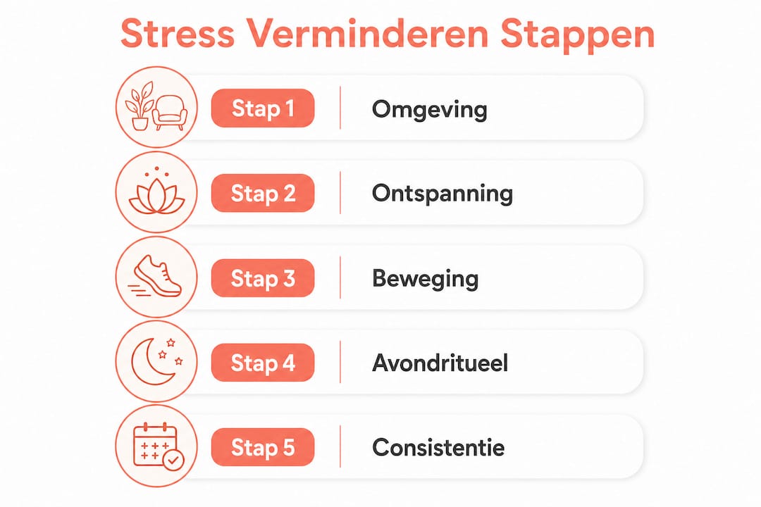 Overzicht: vijf praktische tips om stress te verminderen