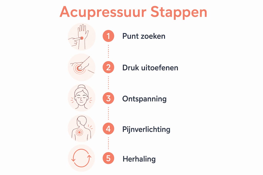 Overzichtelijke infographic met een duidelijke stap-voor-stap uitleg over acupressuur