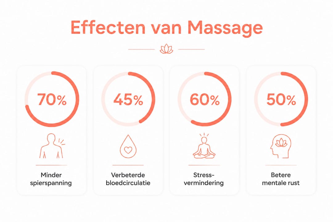 Overzichtelijke infographic met cijfers over de positieve werking van massages