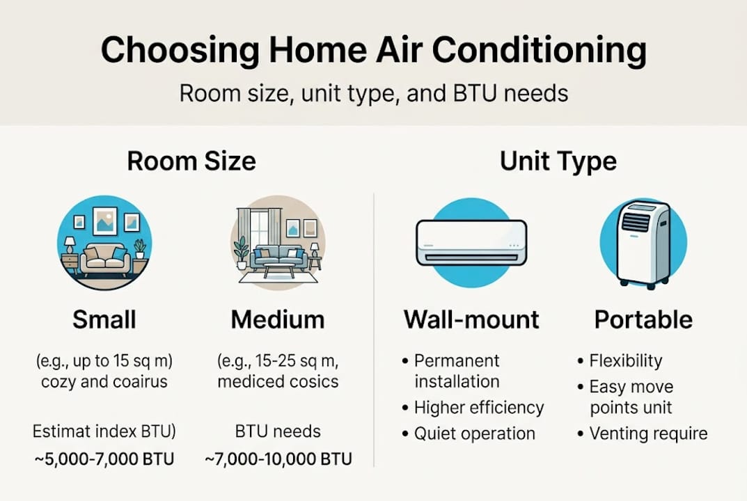 Infographic comparing air conditioning unit types