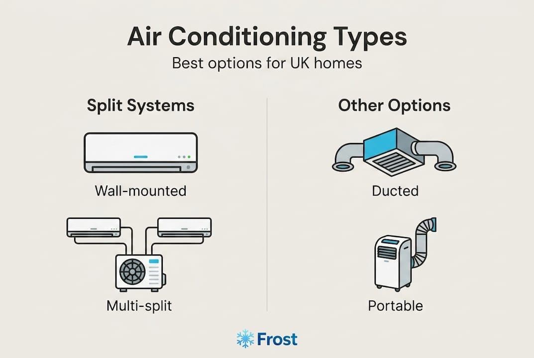 Infographic comparing air conditioning system types