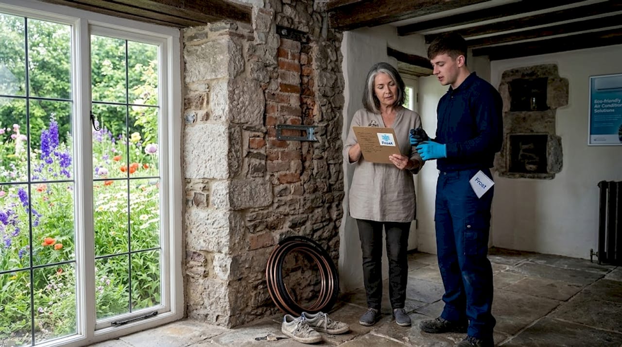 Air conditioning consultation in stone cottage