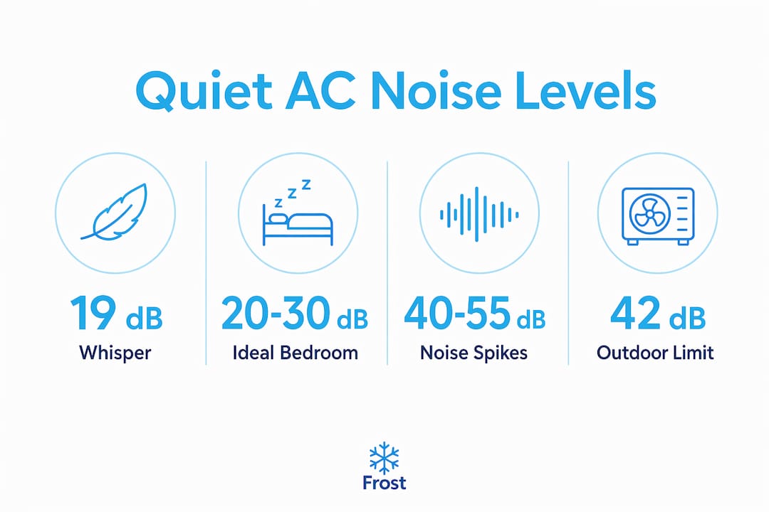 Infographic comparing quiet air conditioning noise levels