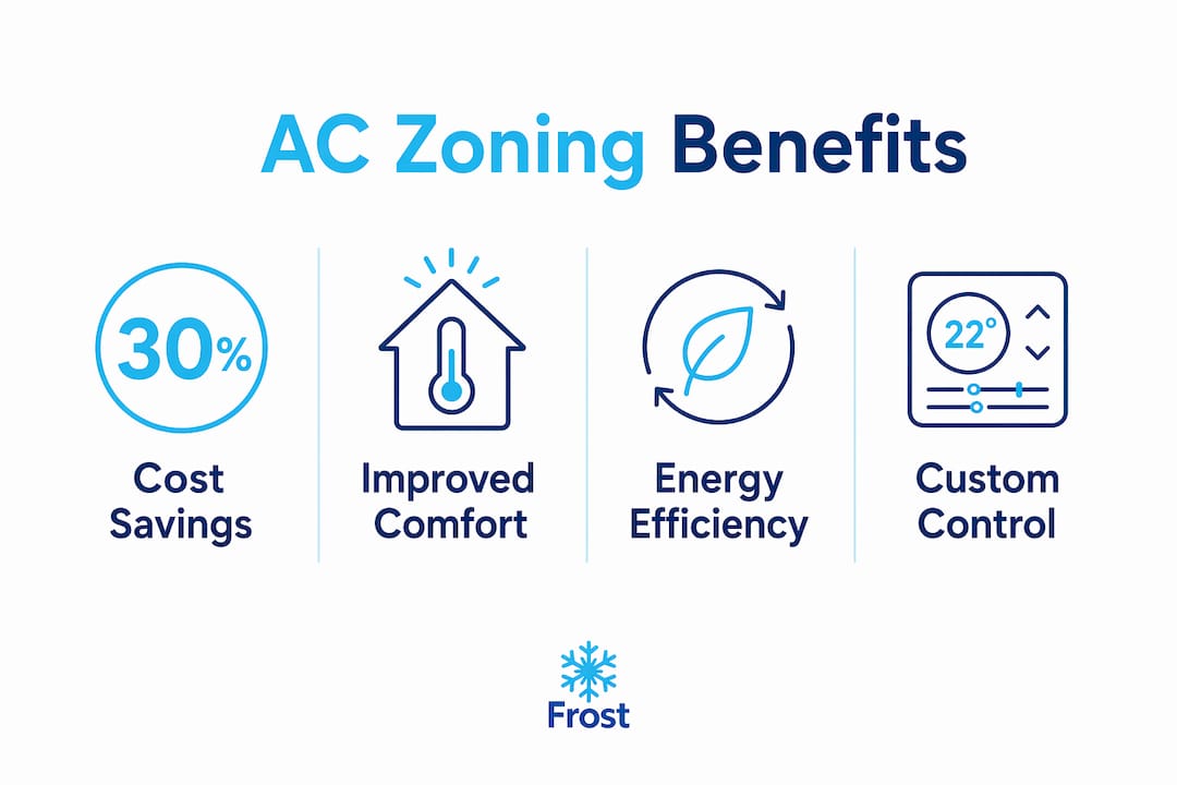 Infographic illustrating key benefits of AC zoning